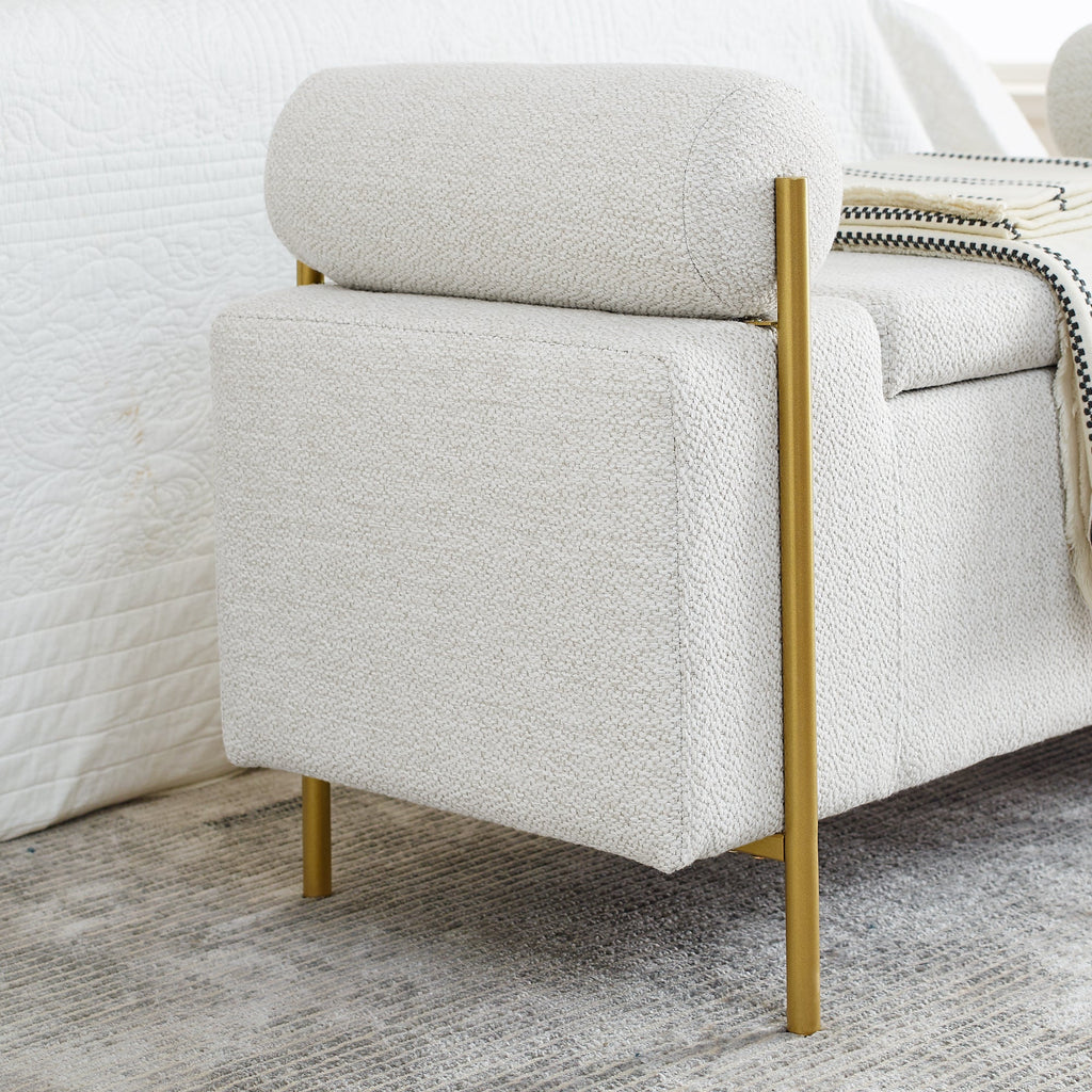 Walker Edison | Minimalist Upholstered Linen Storage Bench