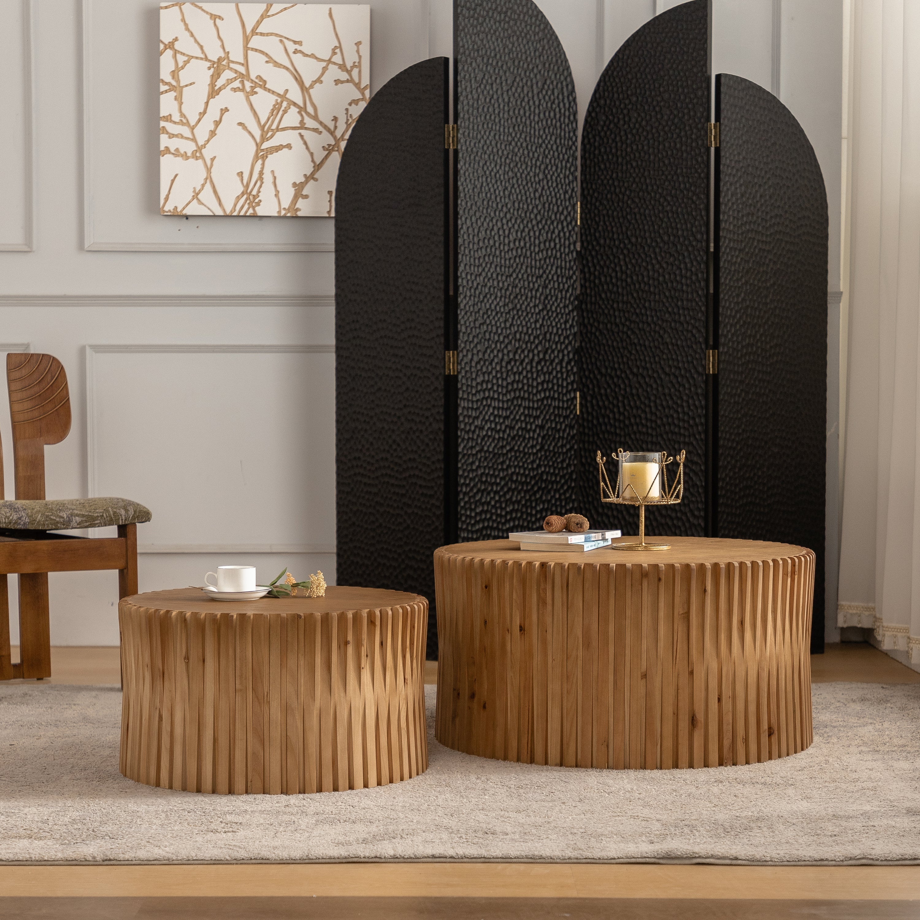 Walker Edison | Textured Nesting Coffee Table Set